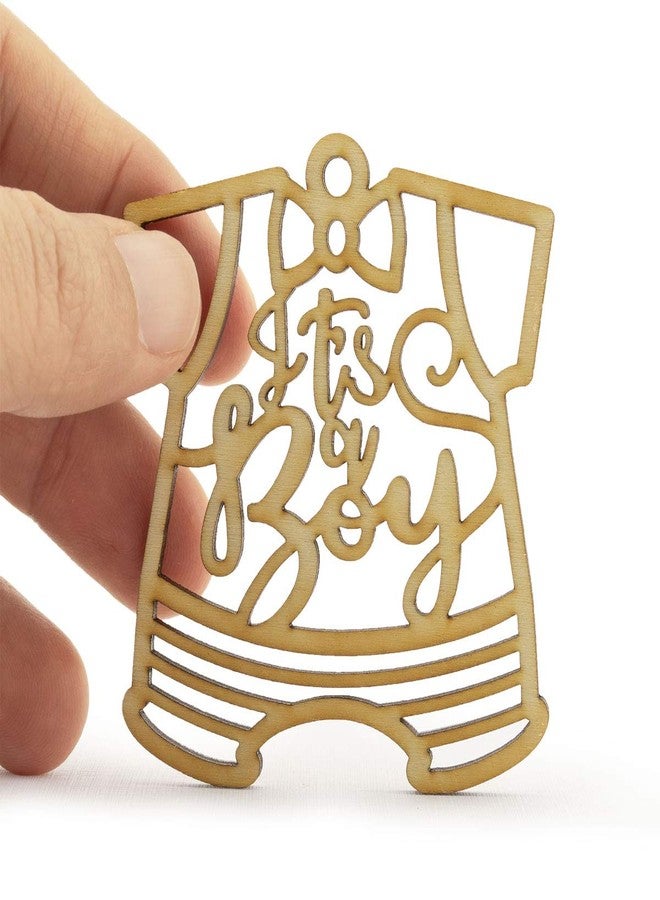 Summer-Ray.com Summer-Ray 50 Wooden Baby Shower Favor Gift Tags Thank You Tags (It's a Boy) - Image 2